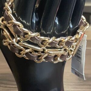 Express Gold and Brown Chain Bracelet